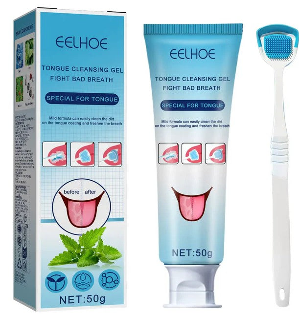 Brosse à Langue Silicone + Gel Nettoyant EELHOE